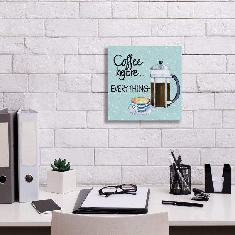 Art mural sur toile Winston Porter «Coffee Avant Tout Bleu» par Kathleen Parr, H 12 po x l 12 po x P 0,75 po