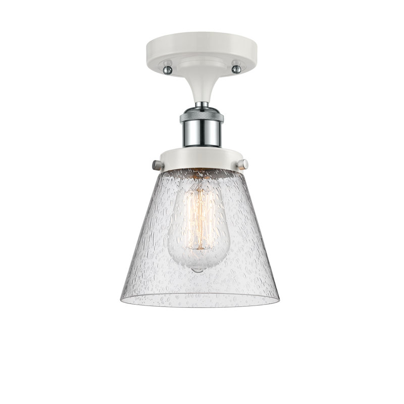 Plafonnier semi-encastré 1 lumière Wilmoth, Ampoule non incluse, Blanc mat, Blanc et chrome poli