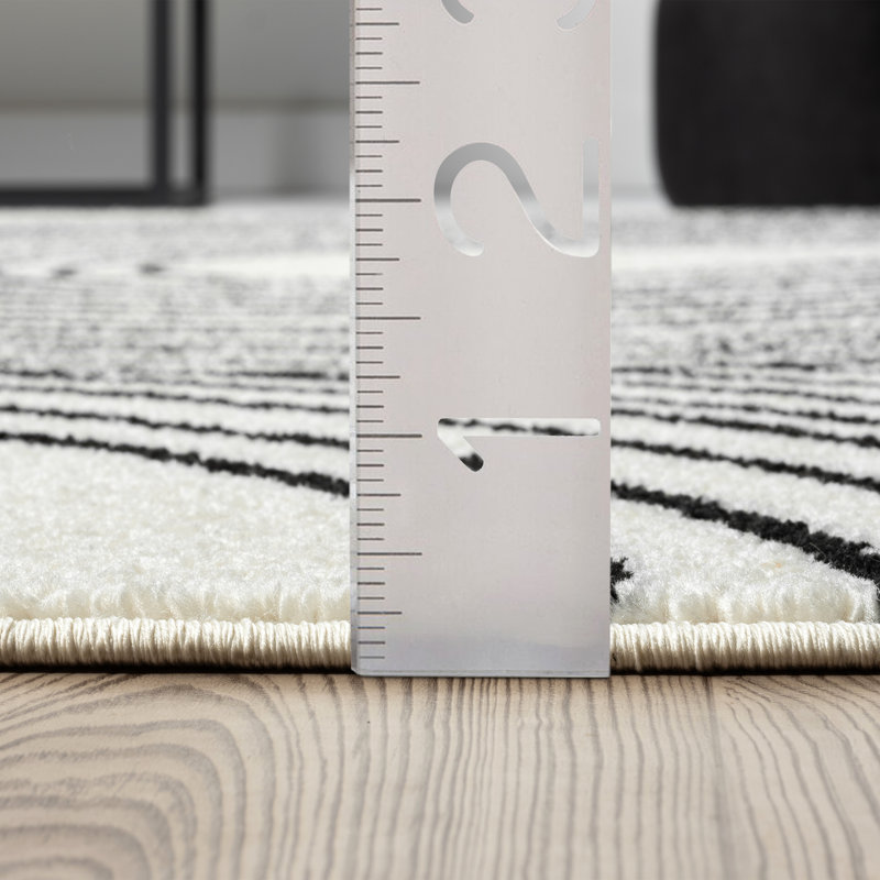 Tapis moderne crème à tourbillons noir Abani Rugs Knaresborough NUE190B, Rectangle 3 pi 10 po x 6 pi