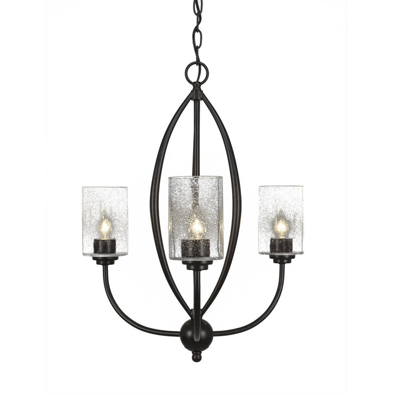 Lustre classique à 3 lumières Albreda, Nickel brossé, Bulle transparente
