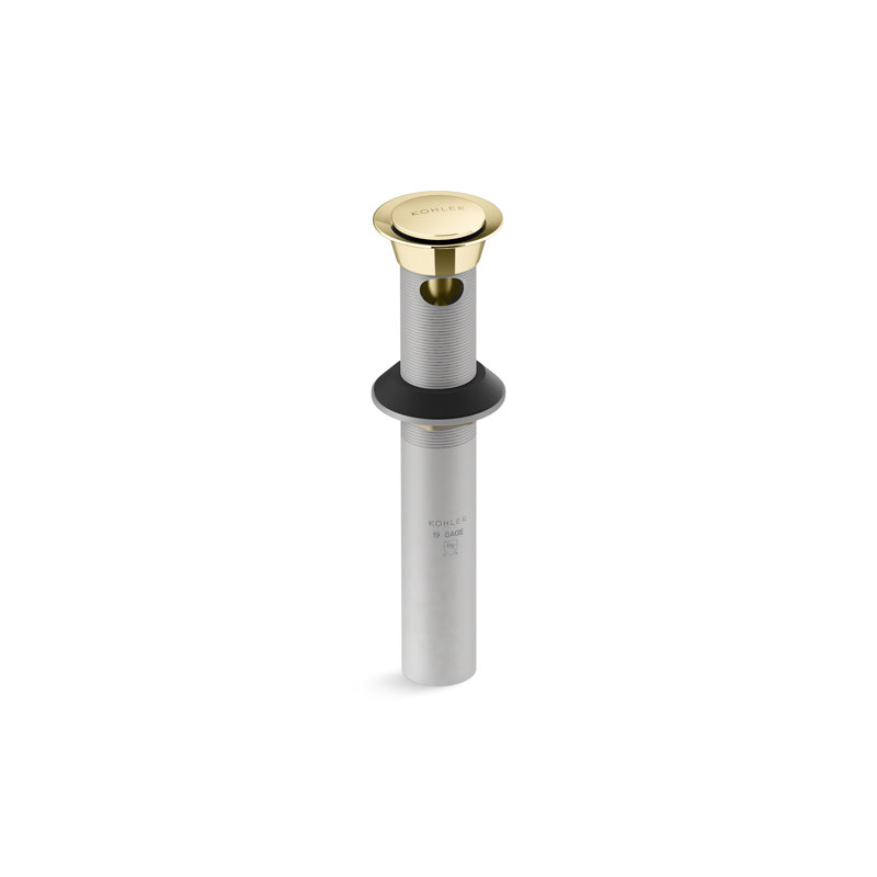 Clicker Drain With Overflow, Vibrant Polished Brass