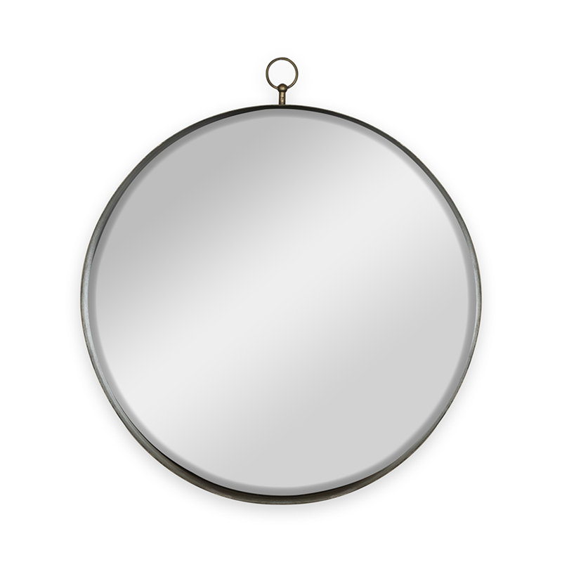 Gold Round Mirror, Circle Mirror with Frame, 28" x 24"
