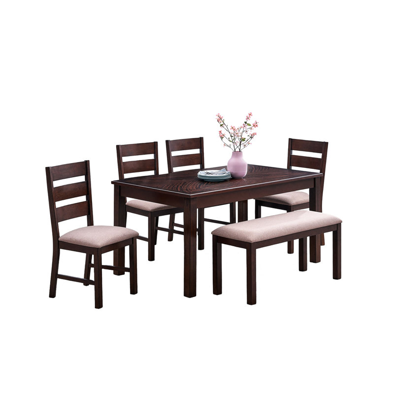Modern Rectangular Antique Cherry Table - Solid Wood With Toughened Surface Dining Top