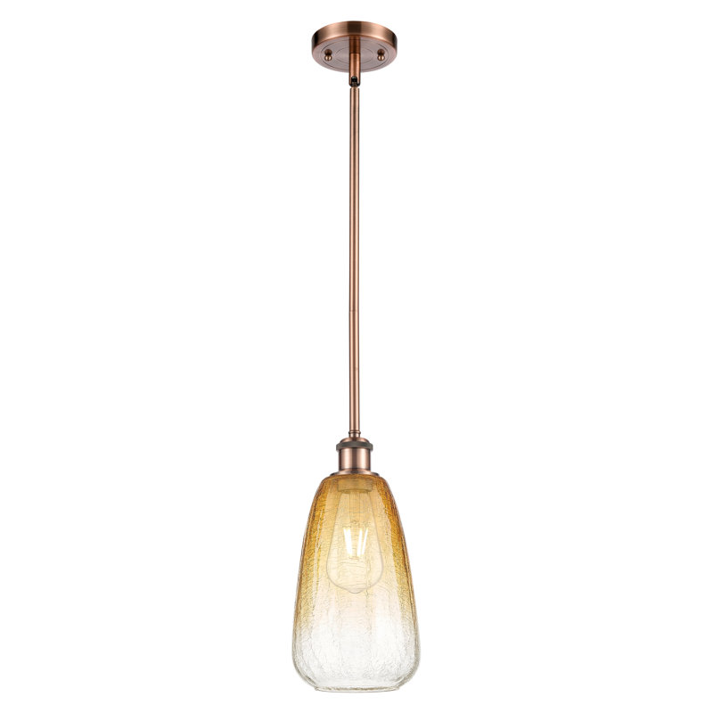 Mini-luminaire suspendu à tige 6 po 1 lumière Ballston - Laken, Ambre, Antique Copper