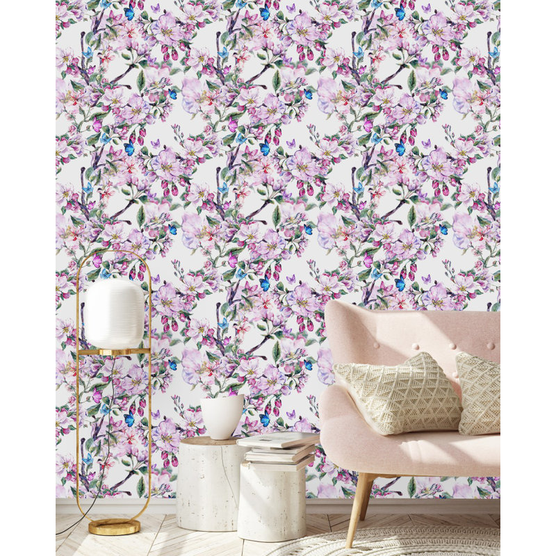 Panneau de papier peint floral, L 2,08 pi x L 10,42 pi