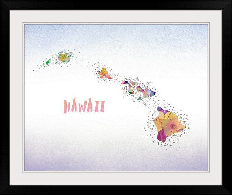 " Hawaii State Flower (Hawaiian Hibiscus) ", 24" H x 28" W x 1" D, Black Frame