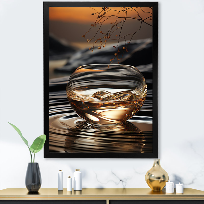 Bronze Brilliance vase Harmony - Abstract Still Lifes, art mural, Cadre simple noir, H 40 po x l 30 po x P 1,5 po