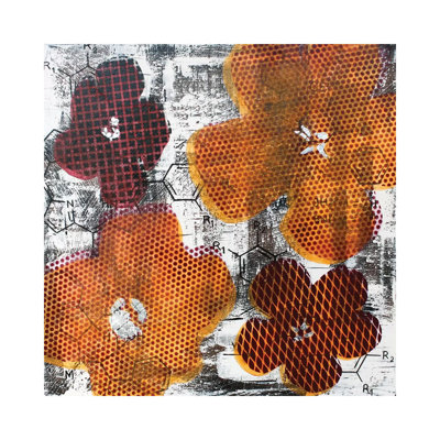 Four Flowers and Unexpected Chemical Reaction 1 Piece Painting on Canvas