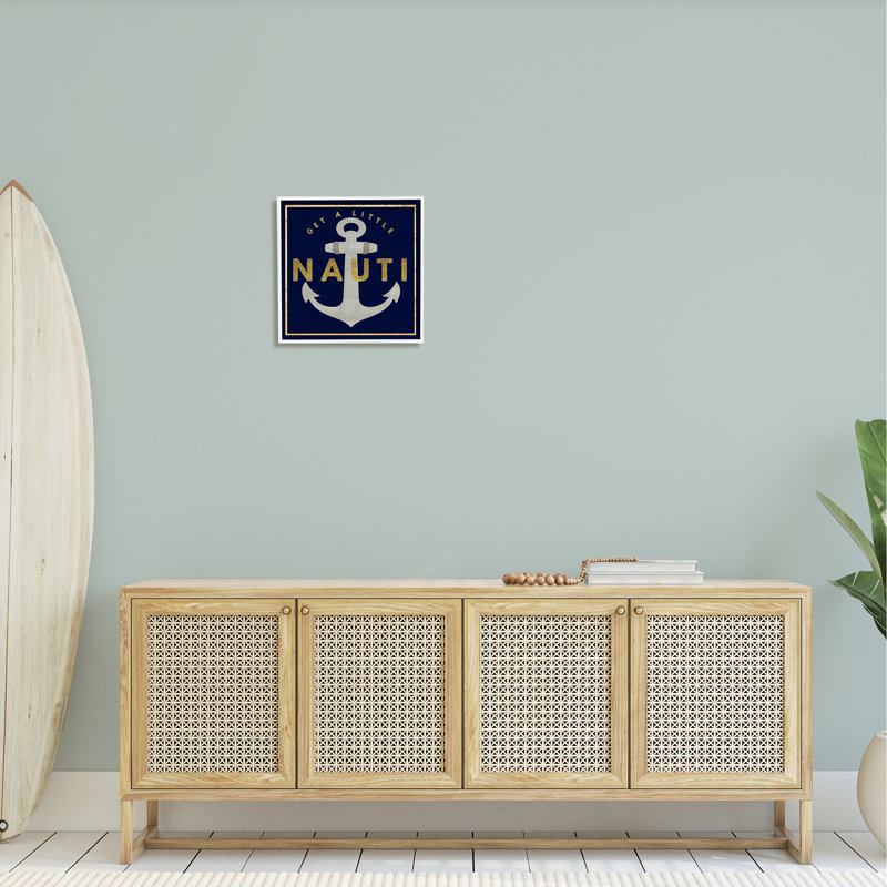 Get Nauti Witty Nautical, H 17 po x l 17 po x P 1,5 po, Giclée encadrée blanc bord de mer