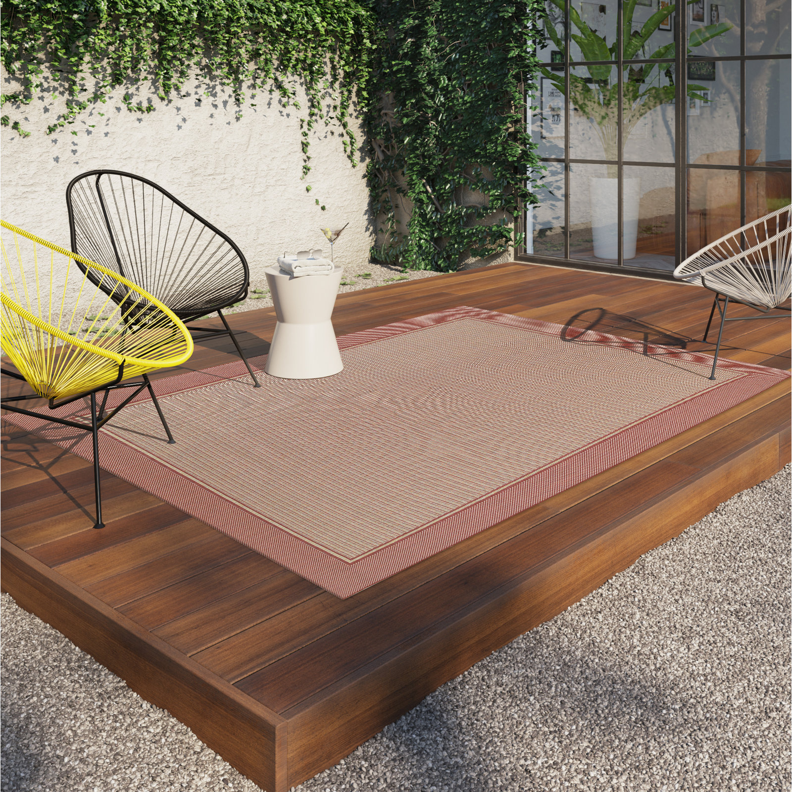 Daniels Brick Red Tan Indoor Outdoor Rug