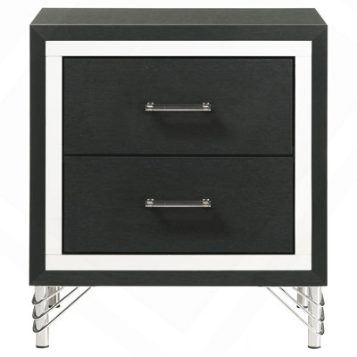 Malcolm Black 2-Drawer Nightstand Bedside Table