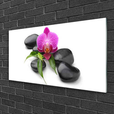 Art Flower Stones - No Frame Print on Glass