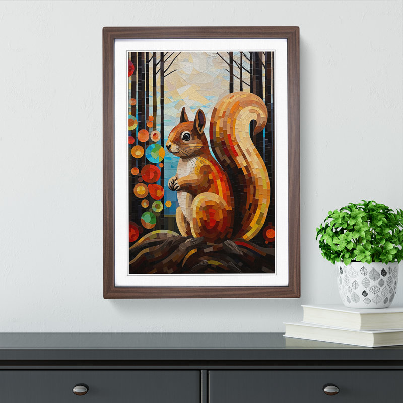 Squirrel Constructivism - Framed Print, Walnut Framed, 34cm H x 25cm W x 2cm D