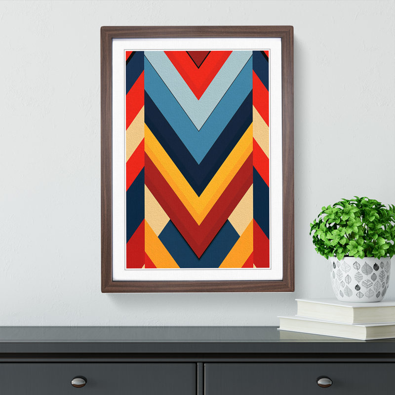 Chevrons Constructivism No.2 - Single Picture Frame Print on Wood, Walnut Framed, 34cm H x 25cm W x 2cm D