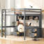 Lit mezzanine gris avec bureau, rangement généreux, tiroirs et armoire de charge-343585212