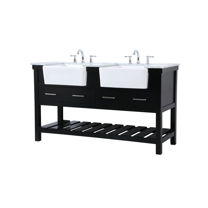 Ensemble de meuble-lavabo double 60 po Pelaghia, Noir