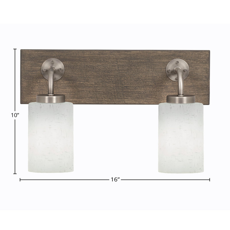 Barre d'éclairage de salle de bain 2 lumières Oxbridge avec finition en verre transparent 4 po, Graphite / bois vieilli