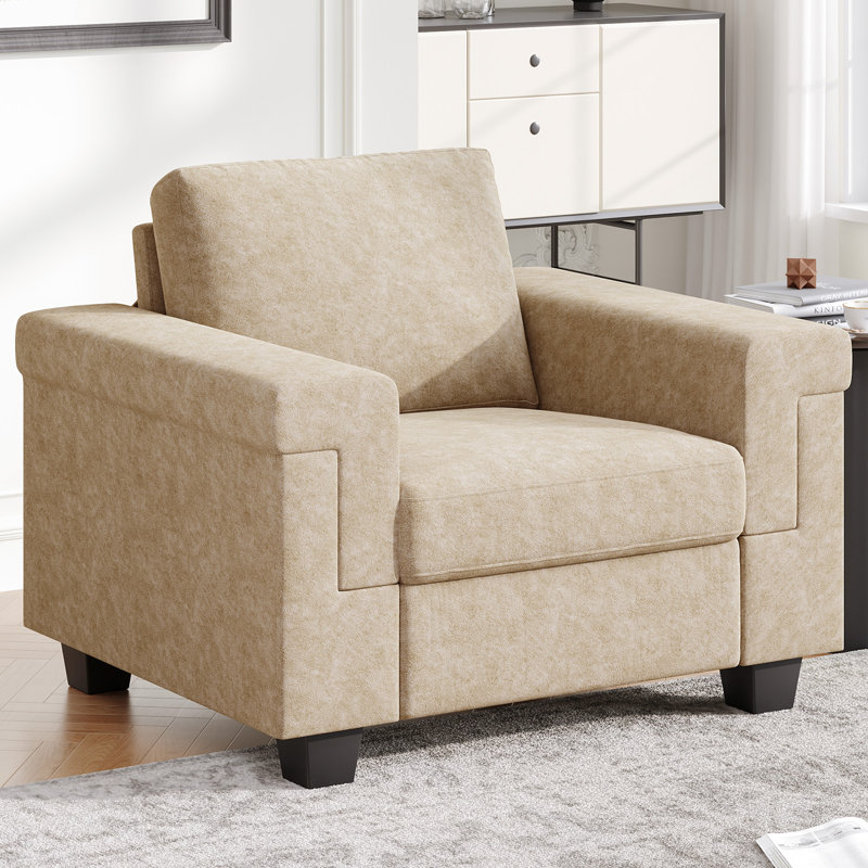 Fauteuil d'appoint 39,8 po, petit fauteuil de lecture moderne pour bureau personnel, Beige