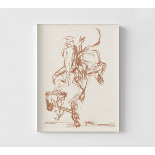 «Rodeo Gestures In Sepia II» par Jennifer Paxton Parker, art mural croquis de rodéo, idée de cadeau d'anniversaire d'un cowboy de l'Ouest, affiche d'un animal de ferme