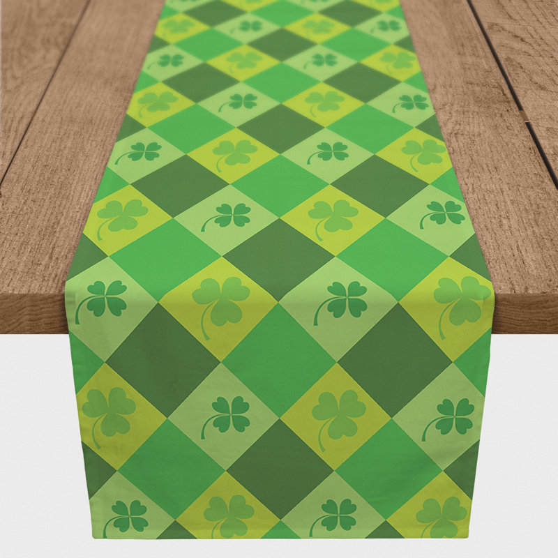 Chemin de table rectangulaire en polyester Argyle, L 72 po x l 16 po