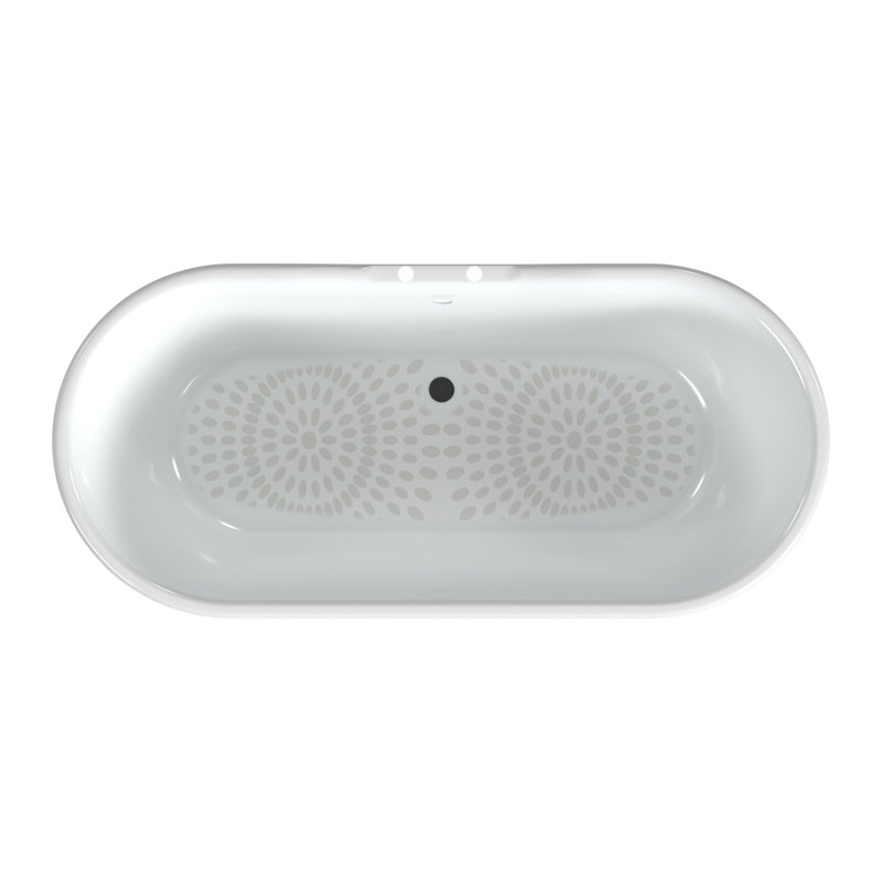 Regal 68'' L Freestanding Soaking Bathtub, White Interior with White Exterior, Cast Iron Pedestal Base