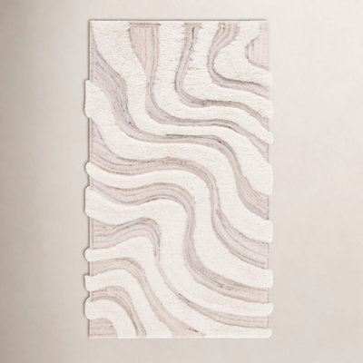 Ankara Abstract Handmade Wool Area Rug in Beige/Ivory