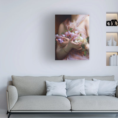 Art rétro sur toile, fille avec fleurs