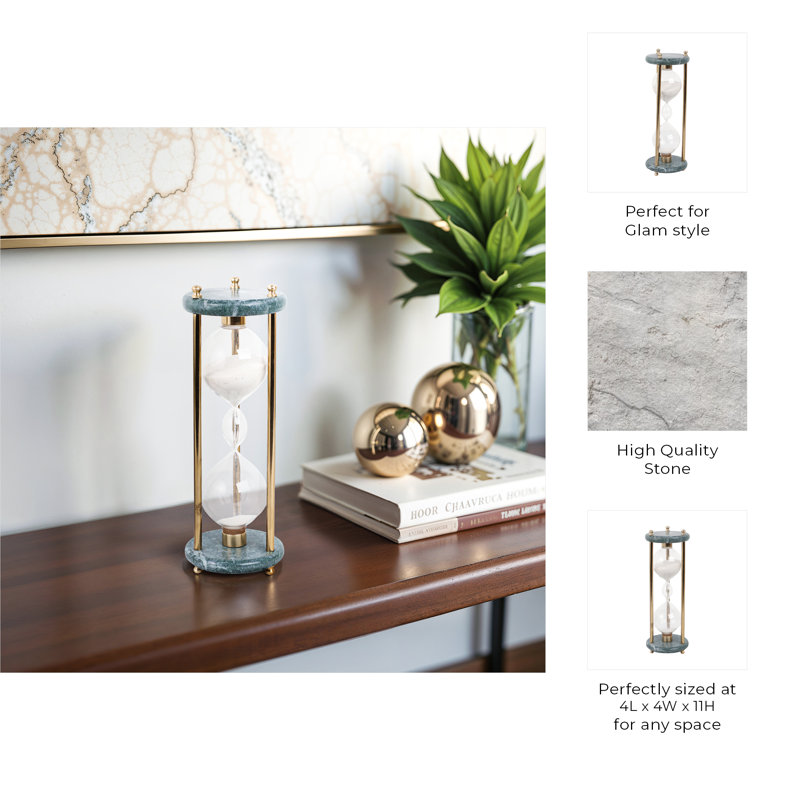 11" Finnegan Green Marble Hourglass