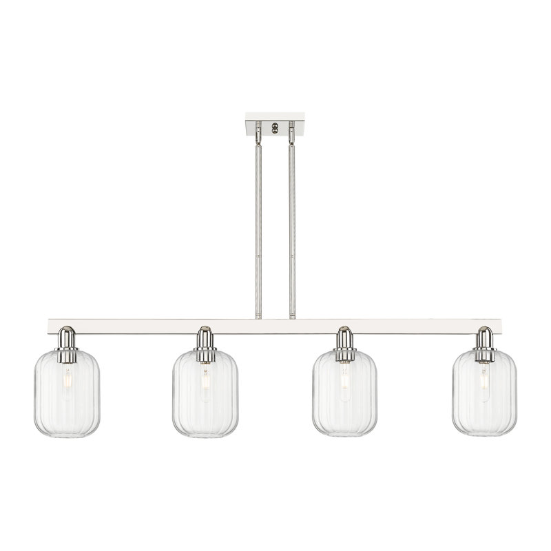 Luminaire suspendu pour îlot 4 lumières Hailsham, Clair, Nickel poli