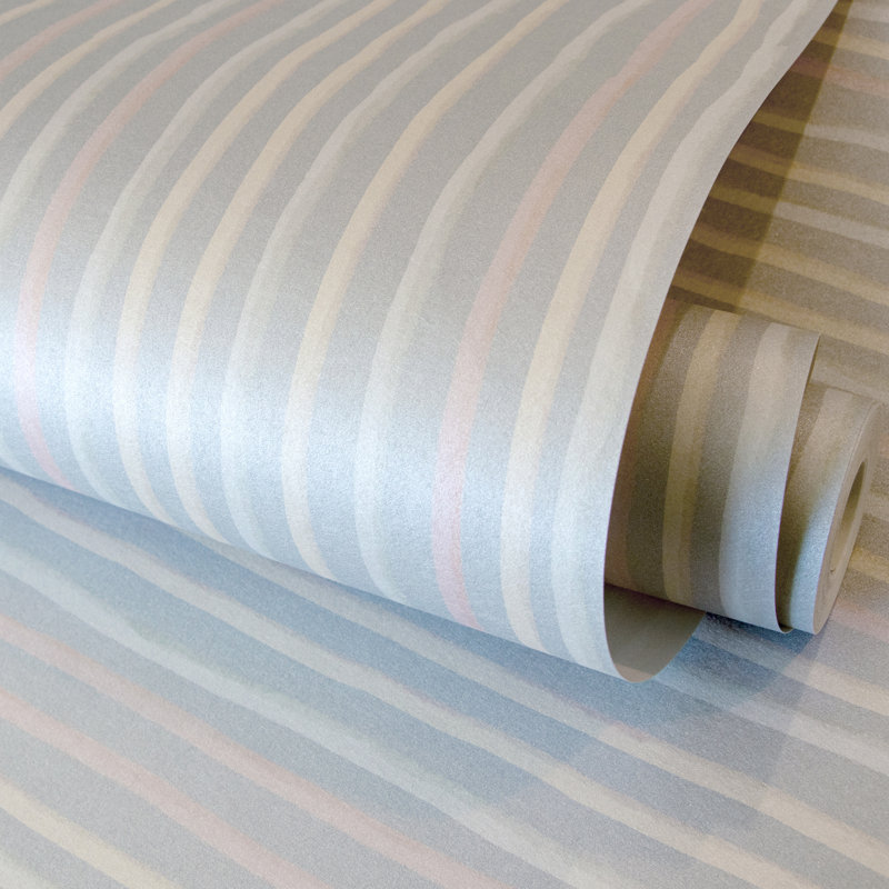 Great Kids Collection Smooth Glitter Stripes Wallpaper Roll, Light Blue