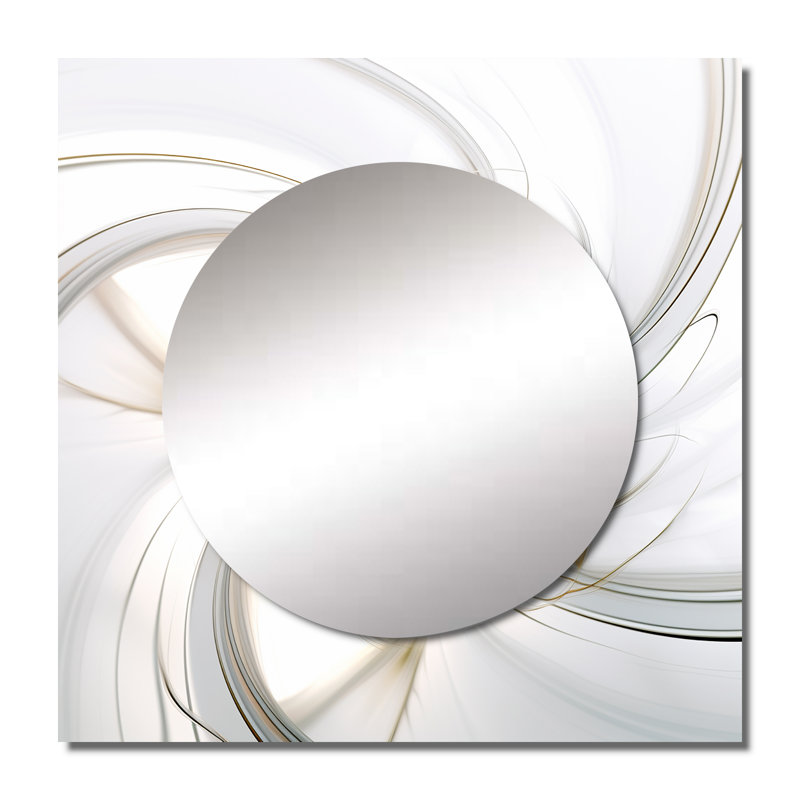 Fractal Flower Joy in Cosmic White I - Grand miroir carré à décor de fractales, 23 po x 23 po