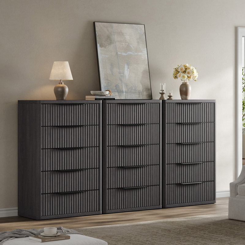 Commode à 5 tiroirs Modern, Aulne gris foncé
