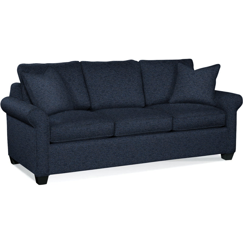 Park Lane Upholstered 81'' Sofa, Black Finish, Basic Navy; 0317-61