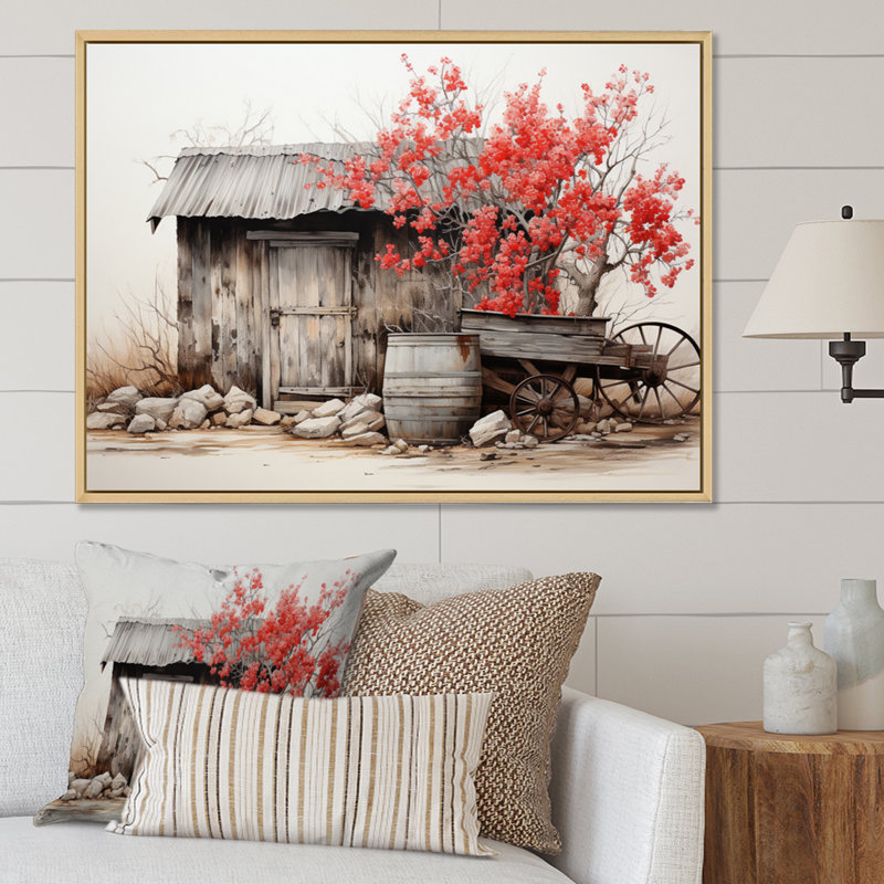 Grange rustique élégance II - art mural grange, H 12 po x l 20 po x P 1 po, Cadre flottant érable