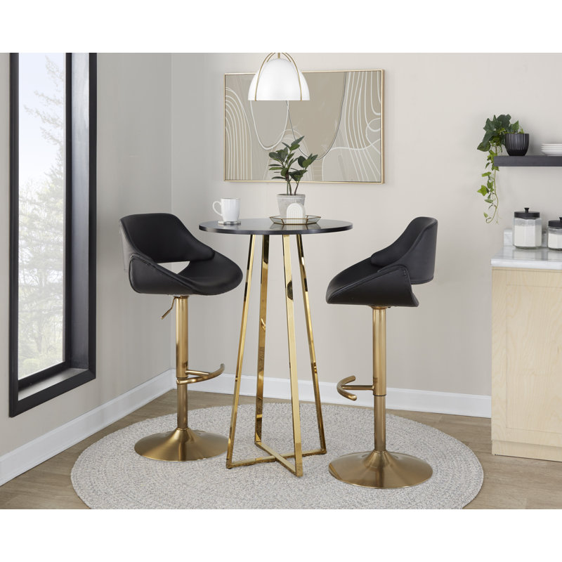 Table de bar et de comptoir Rayna, Doré, 42", Noir, noir, noir, noir