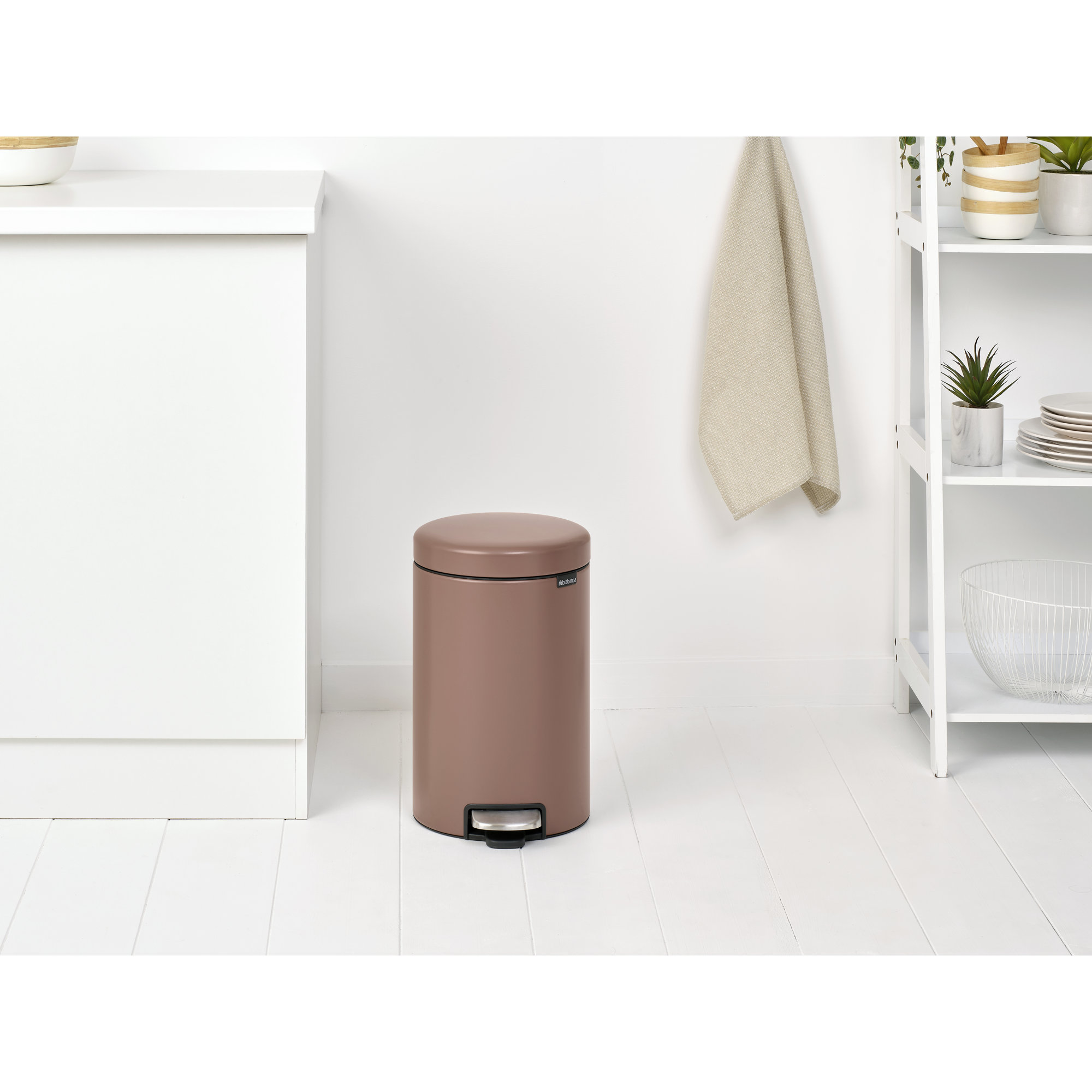 Brabantia Newicon Step On Trash Can, 3.2 Gallon (12 Liter), Satin Taupe