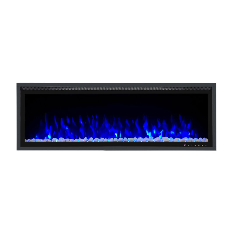 Foyers électriques minces encastrés au mur avec flamme réglable de couleur et de vitesse - installation murale 2 x 6