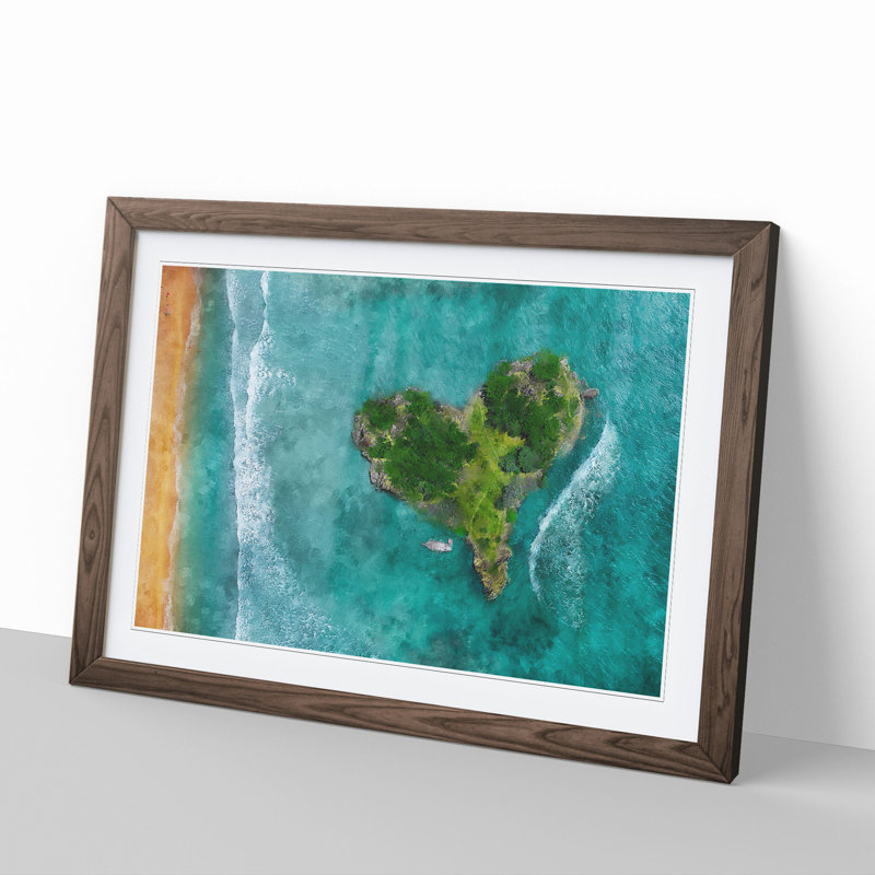 The Heart of the Island - Picture Frame Graphic Art, 36cm H x 48cm W x 2cm D, Walnut