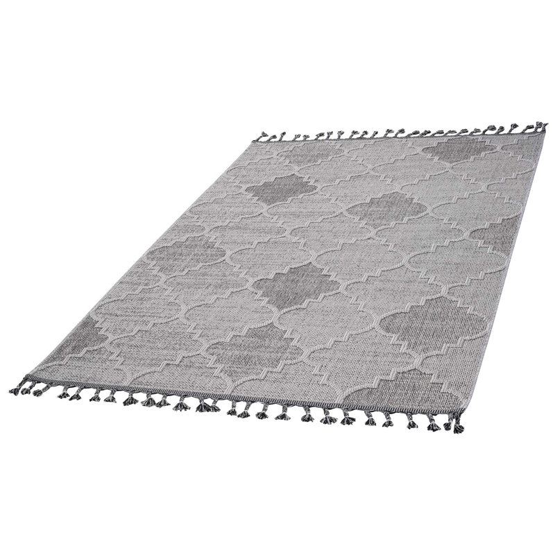 Collection Trellis Indoor/Outdoor Area Rug, White/Gray, Rectangle 7'9" x 10'