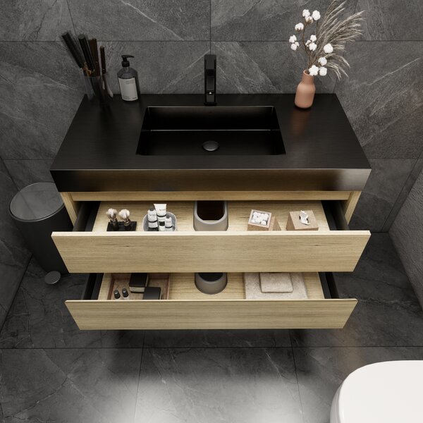 Wade Logan® Golitz 42'' Wall Mounted Bathroom Vanity with Solid Surface ...