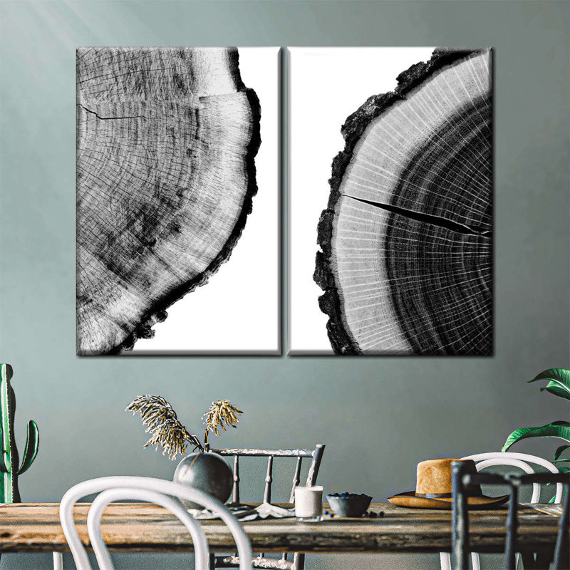 Arbres abstraits, impression sur bois, 2 pièces, H 30 po x l 41 po x P 1 po