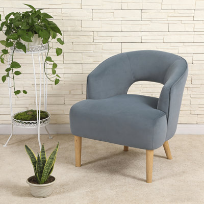 Luxury Home Unique Style Accent Chair Dark Gray Velvet Plush Seat Solid Wood Legs Contemporary Living Room Furniture 1pc