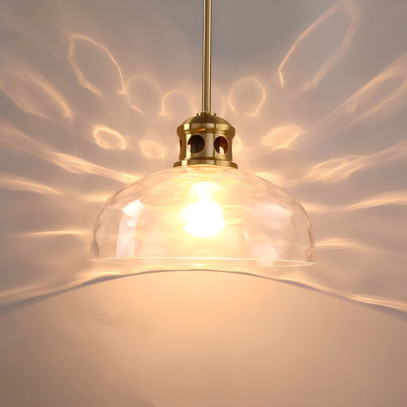 Luminaire suspendu 1 lumière 14 po avec abat-jour en verre martelé, 14"