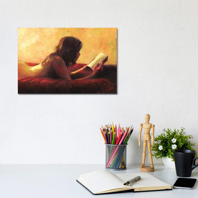 Reading In Bed by Christopher Clark - Wrapped Canvas Painting