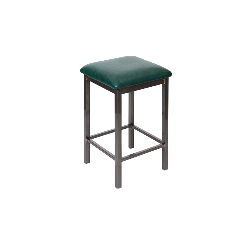 Upholstered Counter Stool with Metal Frame, Green