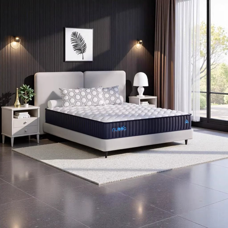 Matelas hybride luxueux de très grande taille 12 po NUBBA - Confort ferme et moelleux avec soutien précis, mousse à mémoire de forme de qualité supérieure et ressorts ensachés, mousses rafraîchissantes et housse hypoallergénique (76 po x 80 po)