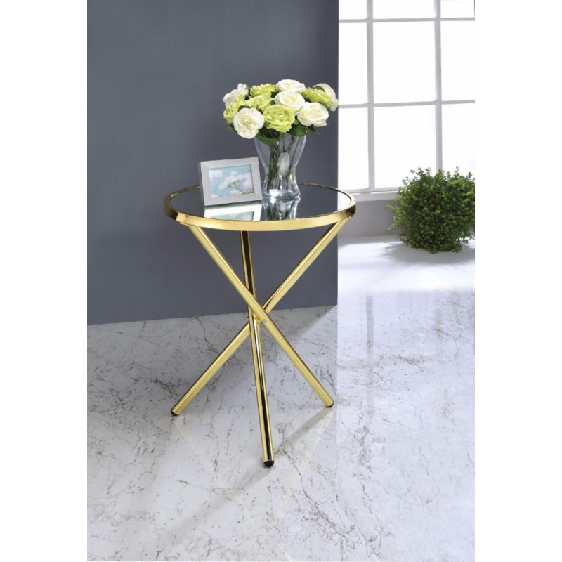 Compton Martin Glass Top End Table, Glass, Gold