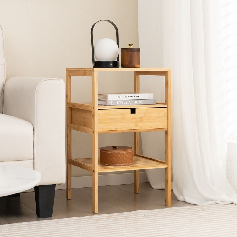 40cm W Bamboo / Rattan Bedside Table