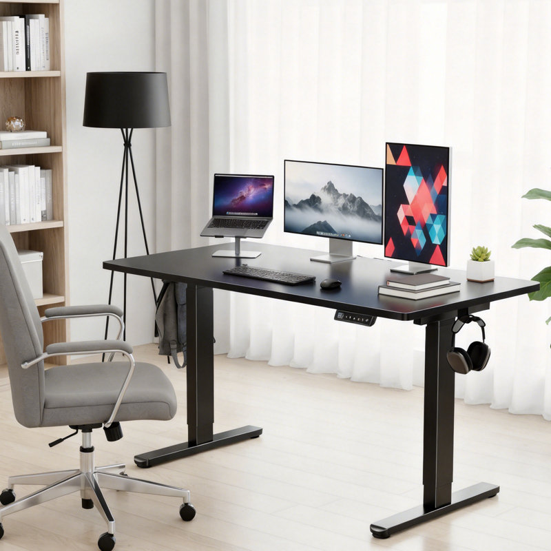 Bureau électrique à hauteur réglable de 55 po avec 4 préréglages de mémoire, Noir