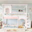 Lit superposé Willowcrest Kids House avec rangement en escalier pour dormir et jouer-134060246